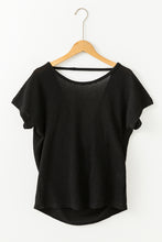 Load image into Gallery viewer, Black Draped Open Back Textured Tee
