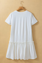 Load image into Gallery viewer, White Frilly Splicing Hem Short Sleeve Casual Dress
