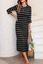 Load image into Gallery viewer, Apricot Striped Casual Slit Long Dress
