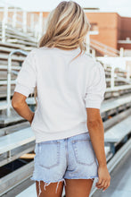 Load image into Gallery viewer, White Touchdown Tinsel Puff Short Sleeve Crew Neck Sweater
