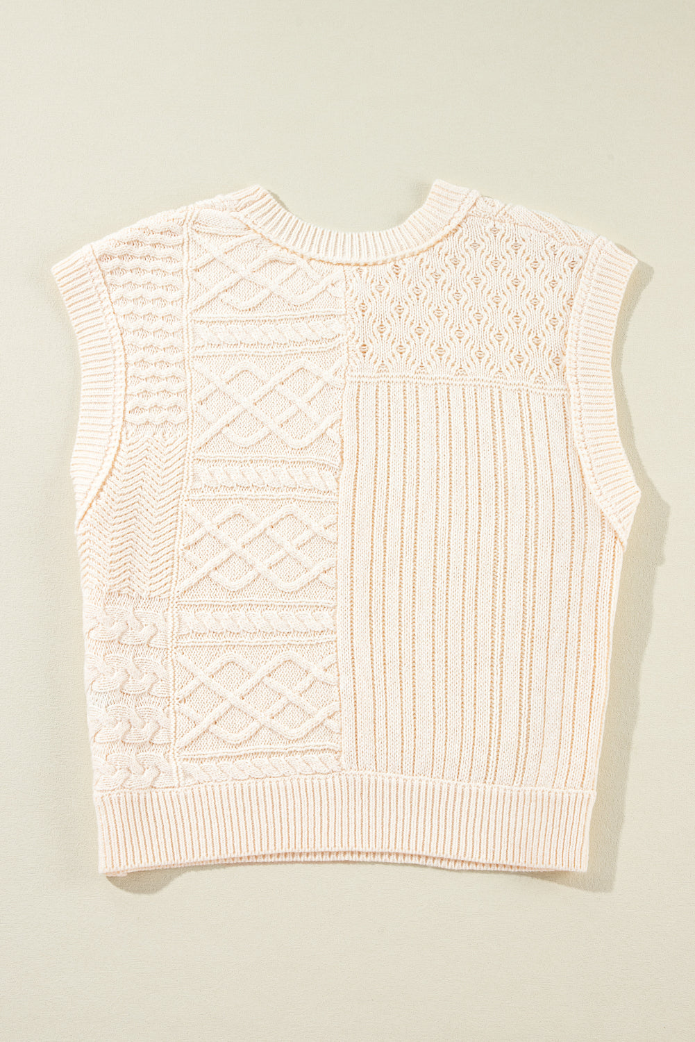 Beige Cable Knit Dolman Armholes Sweater Tank