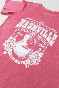 Gray Nashville Music City Graphic Mineral Washed Tee