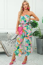 Load image into Gallery viewer, Red Mix Tropical Print Strapless Ruffled Jumpsuit
