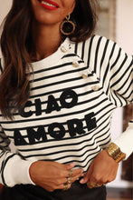 Load image into Gallery viewer, Black Stripe CIAO AMORE Graphic Buttoned Pullover Sweatshirt
