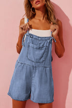 Load image into Gallery viewer, Black Grommet Tie Straps Casual Denim Romper
