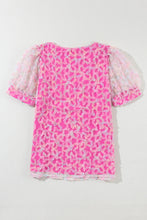 Load image into Gallery viewer, Bonbon Flowery Mesh Short Puff Sleeve Blouse
