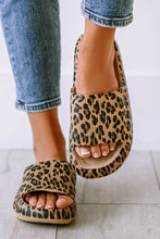 Load image into Gallery viewer, Pink Leopard Print Thick Sole Slip On Slippers
