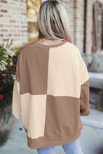 Load image into Gallery viewer, Parchment Colorblock Henley High Low Oversize Sweatshirt
