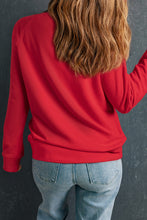 Load image into Gallery viewer, Red Solid Round Neck Raglan Sleeve Sweatshirt
