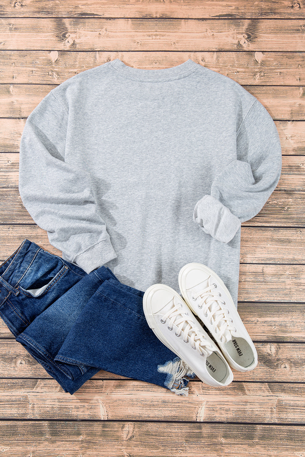 Aruba Blue Plain Drop Shoulder Crewneck Pullover Sweatshirt