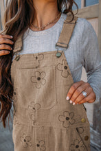 Load image into Gallery viewer, Khaki Flower Print Corduroy Overalls
