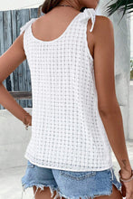 Load image into Gallery viewer, White Lattice Texture Bowknot Shoulder V Neck Tank Top
