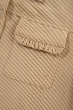 Load image into Gallery viewer, Light French Beige Solid Frilled Flap Pocket Button Up Corduroy Shacket
