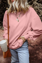 Load image into Gallery viewer, Pink Loose Drop Shoulder Ribbed Sweatshirt
