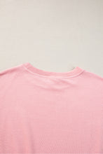 Load image into Gallery viewer, Pink Loose Drop Shoulder Ribbed Sweatshirt
