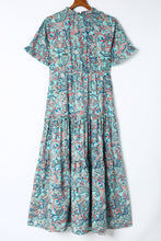 Load image into Gallery viewer, Pink Paisley Print Boho Holiday Ruffle Tiered Maxi Dress
