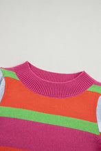 Load image into Gallery viewer, Multicolour Color Block Cropped Short Sleeve Sweater
