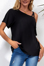 Load image into Gallery viewer, Rose Asymmetric Criss Cross One Shoulder T Shirt
