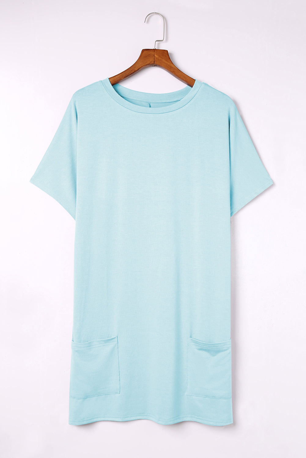 Gray Side Pockets Short Sleeve Tunic Top