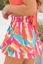 Load image into Gallery viewer, Rose Abstract Print A-line Ruffled Hem Shorts
