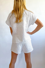 Load image into Gallery viewer, White Leopard Jacquard Quarter Zip Tee and Shorts Set
