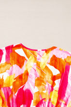 Load image into Gallery viewer, Orange Abstract Print 3/4 Sleeve V Neck Ruffled Babydoll Blouse
