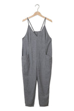 Load image into Gallery viewer, Green Textured Sleeveless V-Neck Pocketed Casual Jumpsuit
