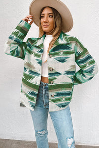 Multicolor Aztec Print Button Up Long Sleeve Jacket