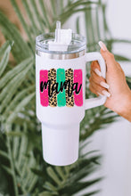 Load image into Gallery viewer, White mama Leopard Colorblock Handle Portable Cup 40oz
