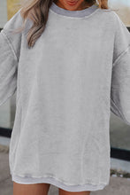 Load image into Gallery viewer, Smoke Gray Ribbed Corduroy Oversized Sweatshirt
