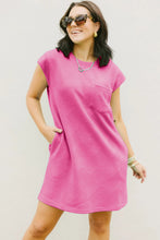 Load image into Gallery viewer, Sachet Pink Textured Cap Sleeve T Shirt Dress
