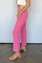 Load image into Gallery viewer, Pink Ankle-length Flare Leg Raw Hem Jeans
