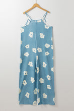 Load image into Gallery viewer, Blue Flower Wide Leg Loose Jumpsuit
