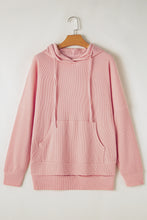 Load image into Gallery viewer, Light Pink Waffle Knit Fleece Lined High Low Oversized Hoodie
