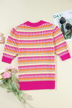 Load image into Gallery viewer, Red Striped Knitted Short Sleeve Sweater Top
