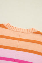 Load image into Gallery viewer, Multicolour Gradient Striped Ribbed Edge Loose Sweater
