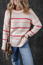 Load image into Gallery viewer, Pink Striped Confetti Knit Sweater
