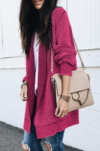 Yellow Plaid Knitted Long Open Front Cardigan