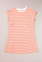 Load image into Gallery viewer, Pink Stripe Crew Neck T Shirt Dress
