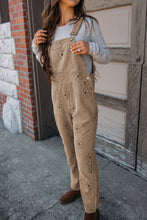 Load image into Gallery viewer, Khaki Flower Print Corduroy Overalls
