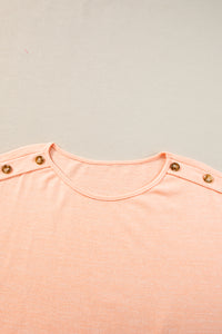 Smoke Gray Button Detail Batwing Sleeve Casual Tee