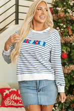 Load image into Gallery viewer, Blue Stripe Chenille FIRECRACKER Embroidered Sweatshirt
