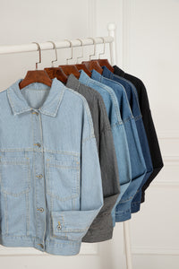 Wild Wind Washed Oversize Pocketed Denim Jacket