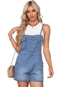 Black Grommet Tie Straps Casual Denim Romper