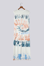 Load image into Gallery viewer, White Cap Sleeve Tie Dye Long Slit Dress
