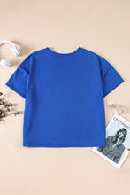 Load image into Gallery viewer, Blue Patched Pocket Exposed Seam Oversize T-shirt
