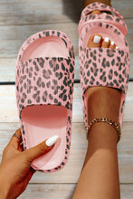 Load image into Gallery viewer, Pink Leopard Print Thick Sole Slip On Slippers
