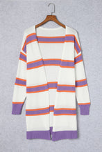 Load image into Gallery viewer, Multicolor Striped Long Sleeve Ribbed Trim Button Cardigan
