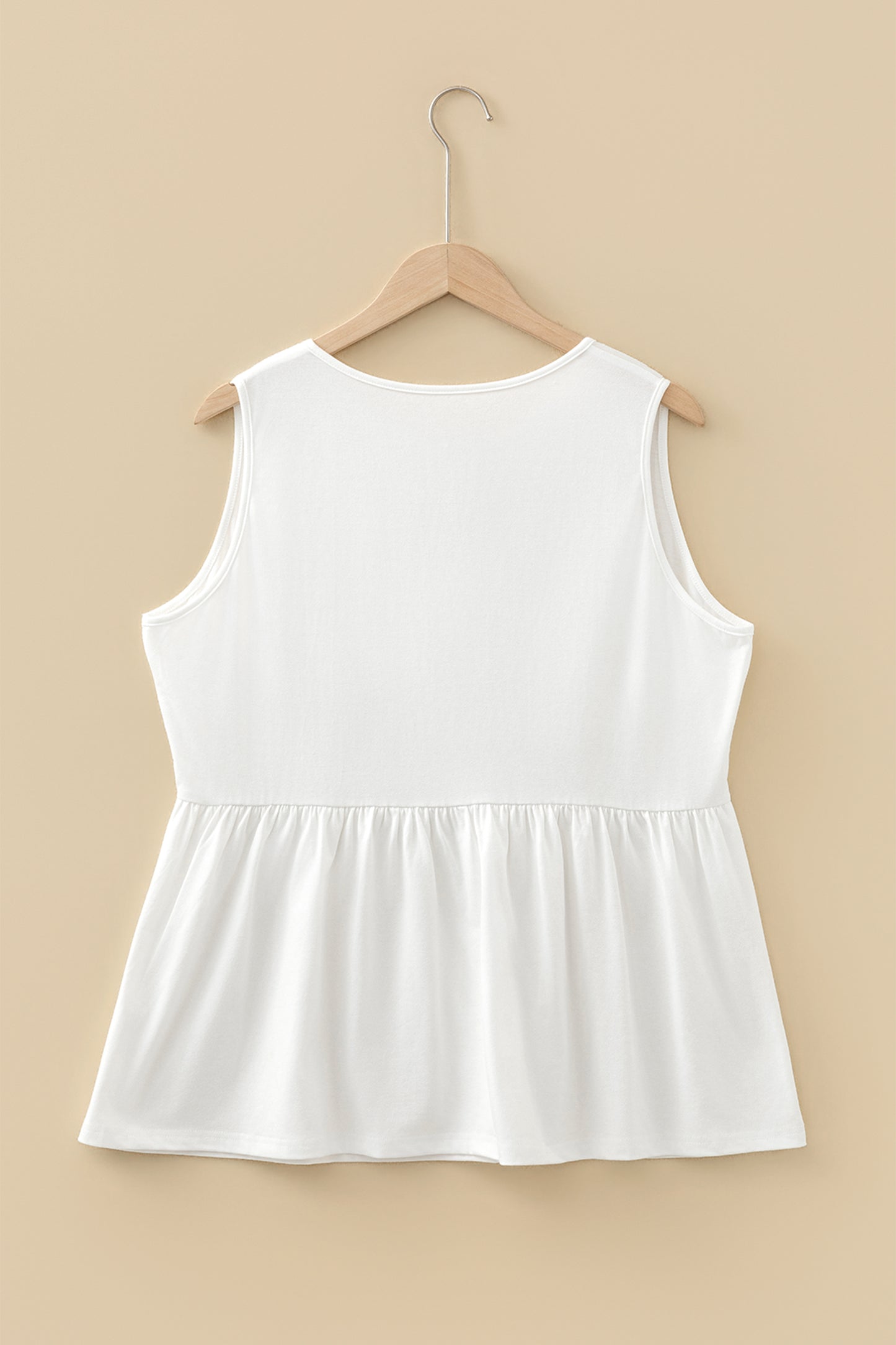 Coffee Plus Size Solid Color Bow Tie Peplum Tank Top