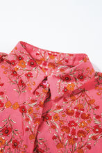 Load image into Gallery viewer, Rose Red Floral Print Wide Short Sleeve Loose Shirt
